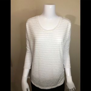 Loft  Sweater White with Light Blue Stripes XS